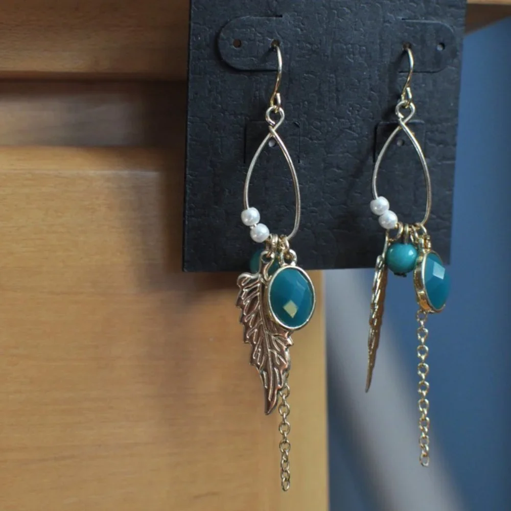 Francesca's Gold and Turquoise Earrings - Picture 1 of 1
